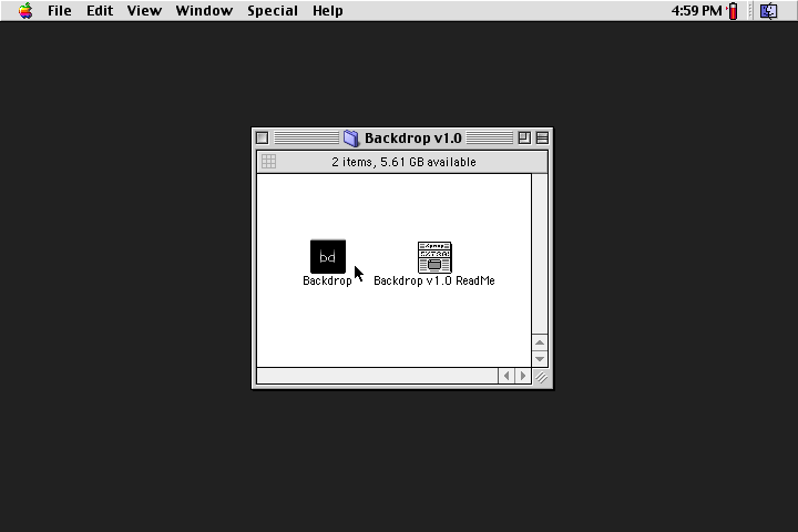 Backdrop on Mac OS 9.2.2, showing Finder as the front app